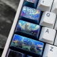 1U Ice Crystal Anodizing Color Ti-alloy Artisan Keycaps Precision Pointillism for Mechanical Keyboard -Starry Night Cat